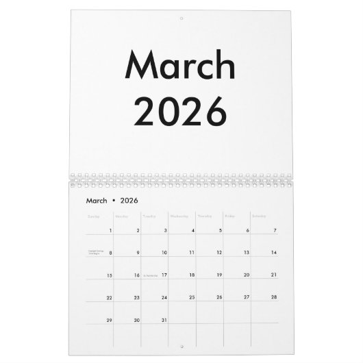 Leerer Kalender 2026 mit Monaten (Mär 2026)