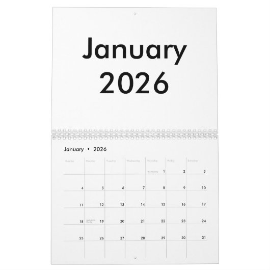 Leerer Kalender 2026 mit Monaten (Jan 2026)