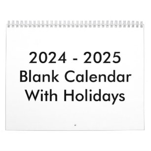 Leerer Kalender 24 Monate 2024-2025 mit Feiertagen