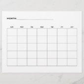 Leerer Monats Kalender Querformat 5 Wochen A4 Flyer (Hinten)