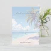 Leerer Strand Sommersonne Blaue Elegante Schöne Ho Einladung (Stehend Vorderseite)