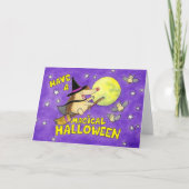 Leerer Süßer Halloween Igel Hexe Karte (Vorderseite)