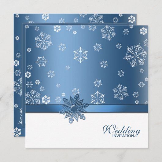 (Leerer) Winter-blaue u. weiße Schneeflocke lädt Einladung (Vorne/Hinten)