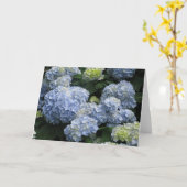 Leeres blaues Hydragea Karte (Gelbe Blume)