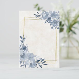 Leeres Budget Blaues florales und goldenes Rahmen- Einladung