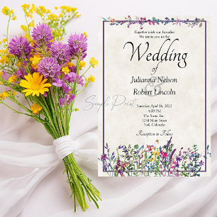 Leeres Budget Bunte Wildblumen Hochzeit Einladung