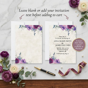 Leeres Budget lila und mauve Blumen Hochzeit Einladung