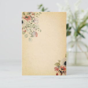 Leeres Budget rosa floral auf Pergament-Hochzeit Einladung