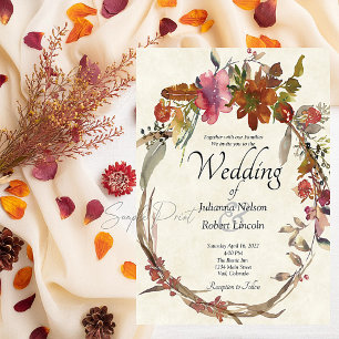 Leeres Budget-Wasserfarben-Boho-Blumenhochzeit Einladung