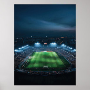 Leeres Fußballstadion in der Nacht Poster