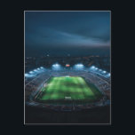 Leeres Fußballstadion in der Nacht Postkarte<br><div class="desc">Leeres Fußballstadion in der Nacht mit Lichtern</div>