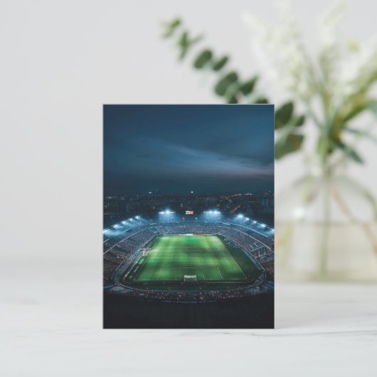Leeres Fußballstadion in der Nacht Postkarte (Stehend Vorderseite)