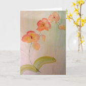 Leeres Grußkarten-Aquarell der Pfirsichorchidee Karte (Gelbe Blume)