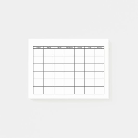 Leeres Kalender-Gitter Post-it Klebezettel (Vorderseite)