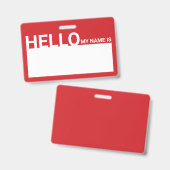 Leeres modernes hallo mein Name ist rot Ausweis (Vorder- & Rückseite)