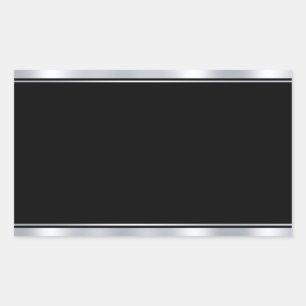 Leeres Template Faux Silber Schwarz Fügen Sie Ihre Rechteckiger Aufkleber
