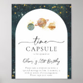 Leerlaufzeit Kapselunterschrift | Space Birthday Poster (Vorne)