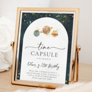 Leerlaufzeit Kapselunterschrift Space Birthday Poster