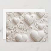 Leerstelle des weißen Herzens (Embossed Look) Einladung (Vorne/Hinten)