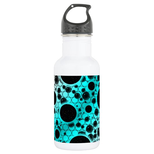 Leertaste - Weiß/Cyan Edelstahlflasche (Vorderseite)