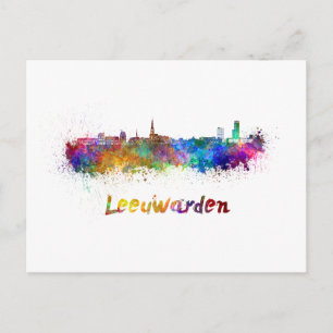 Leeuwarden skyline im Watercolor Postkarte