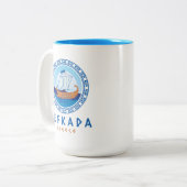 Lefkada, Griechenland, griechisches Schiffsdesign Zweifarbige Tasse (Vorderseite Links)