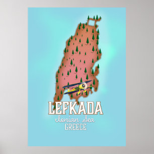 Lefkada Griechenland Reiseplakat. Poster