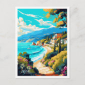 Lefkada Griechenland Vintage-Illustration Postkarte (Vorderseite)
