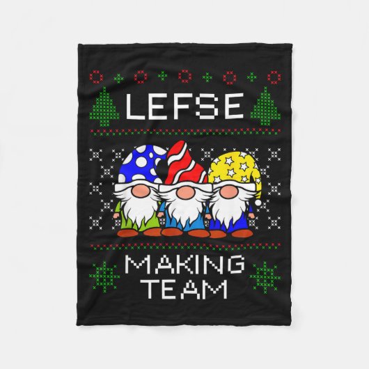 Lefse-Herstellungsteam hässlicher Weihnachtspullov Fleecedecke (Vorderseite)