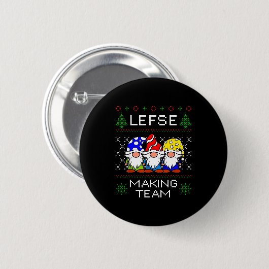 Lefse Making Team Ugly Christmas Sweater  Button (Vorne & Hinten)