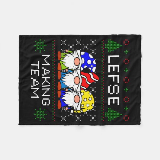 Lefse Making Team Ugly Christmas Sweater  Fleecedecke (Vorderseite (Horizontal))