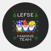 Lefse Making Team Ugly Christmas Sweater  Runder Aufkleber (Vorderseite)