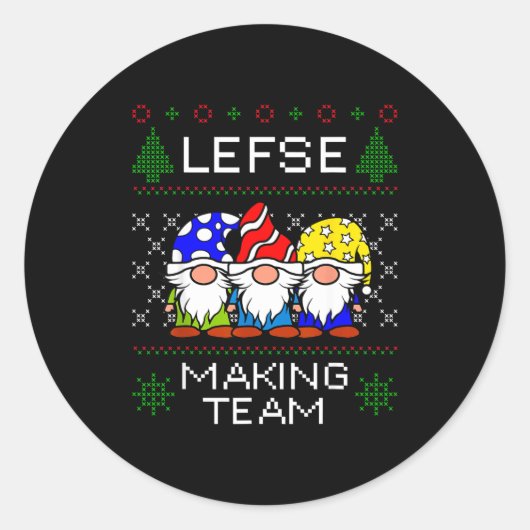 Lefse Making Team Ugly Christmas Sweater Runder Aufkleber (Vorderseite)