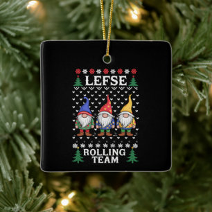 Lefse Rollendes Weihnachtsback-Gnom-Team Xmas  Keramikornament