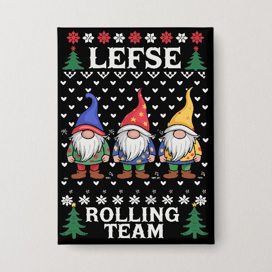 Lefse Rollendes Weihnachtsbäcker-Gnom-Team Xmas Button (Vorderseite)