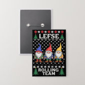 Lefse Rollendes Weihnachtsbäcker-Gnom-Team Xmas Button (Vorderseite/Rückseite)