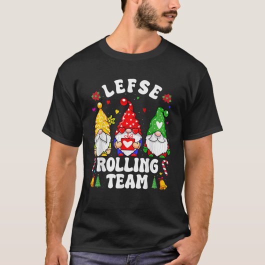 Lefse Rolling Team Christmas Baking Tomte Gnome Xm T-Shirt (Vorderseite)