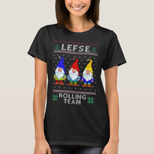 Lefse Rolling Team God Jul Gnome Christmas Xmas T-Shirt (Vorderseite)