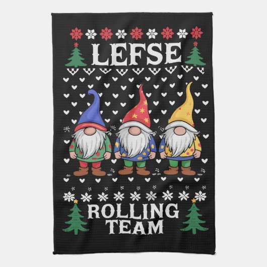 Lefse Rolling Team Weihnachtsgebäck Gnome Xmas Geschirrtuch (Vertikal)