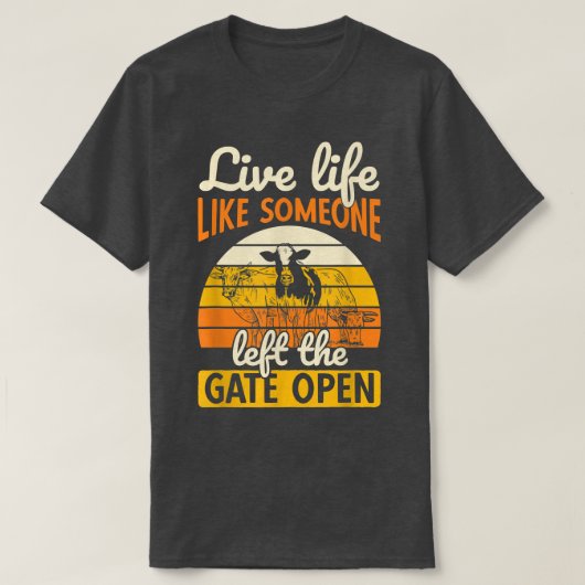 Left Gate Open Ranch Farmer Farming Animal Cow T-Shirt (Design vorne)
