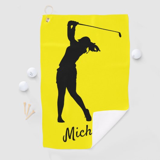 Lefthanded "golfer Michelle" y&b Golf Golfhandtuch (Insitu)
