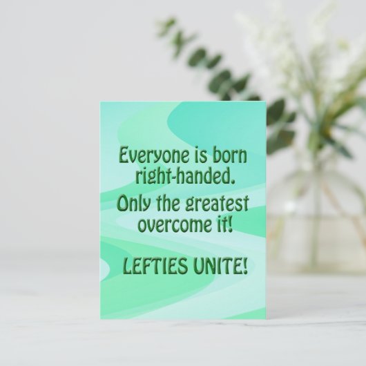 Lefties Unite Postkarte (Stehend Vorderseite)