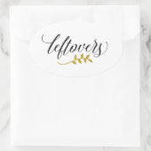 Leftovers | Moderne Typografie und Imitate Gold Zw Ovaler Aufkleber (Tasche)