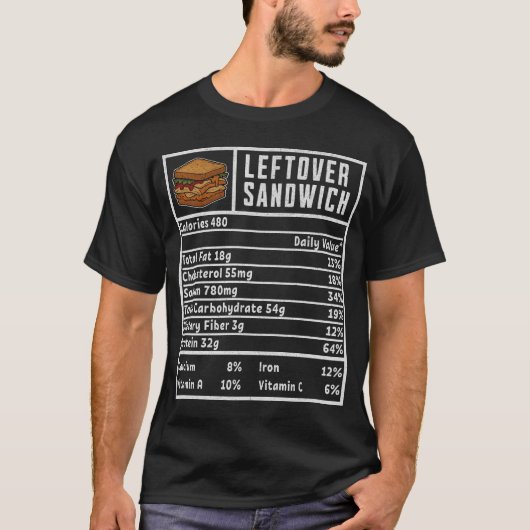 Leftovers Sandwich Nutrition Label T-Shirt (Vorderseite)