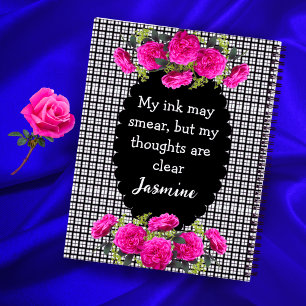Lefty Girl Gingham Notebook - Funny Floral + Name Notizblock