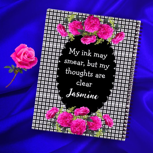 Lefty Girl Gingham Notebook - Funny Floral + Name Notizblock