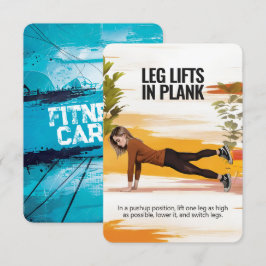 Leg-Aufzüge in der Plank-Fitness-Karte mit blauem  Save The Date