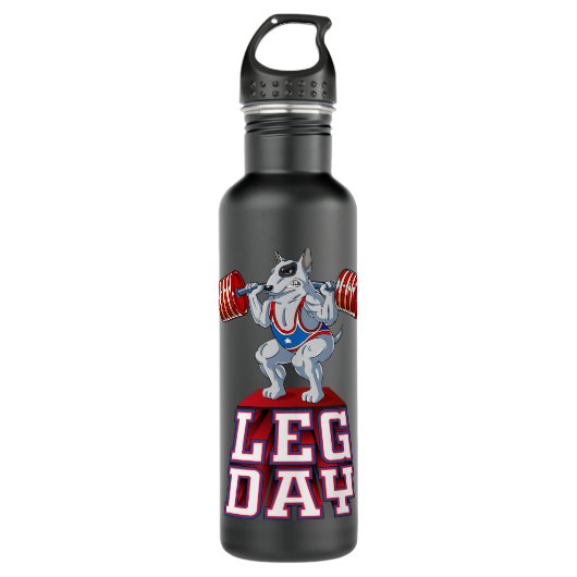 Leg Day Bull Terrier Weight Lifting Squat Gym 351 Edelstahlflasche (Vorderseite)