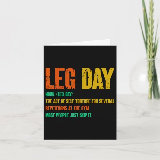 Leg Day Definition Gym Pump Oversified Gym Workout Karte (Vorderseite)