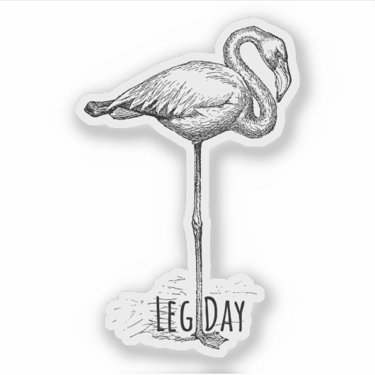 Leg Day Elegant Flamingo Fun Fitness Aufkleber (Vorderseite)